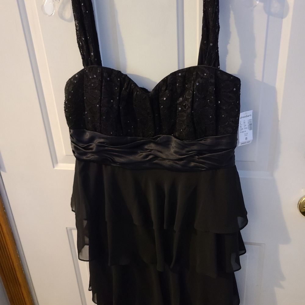 Black glittery top evening dress
